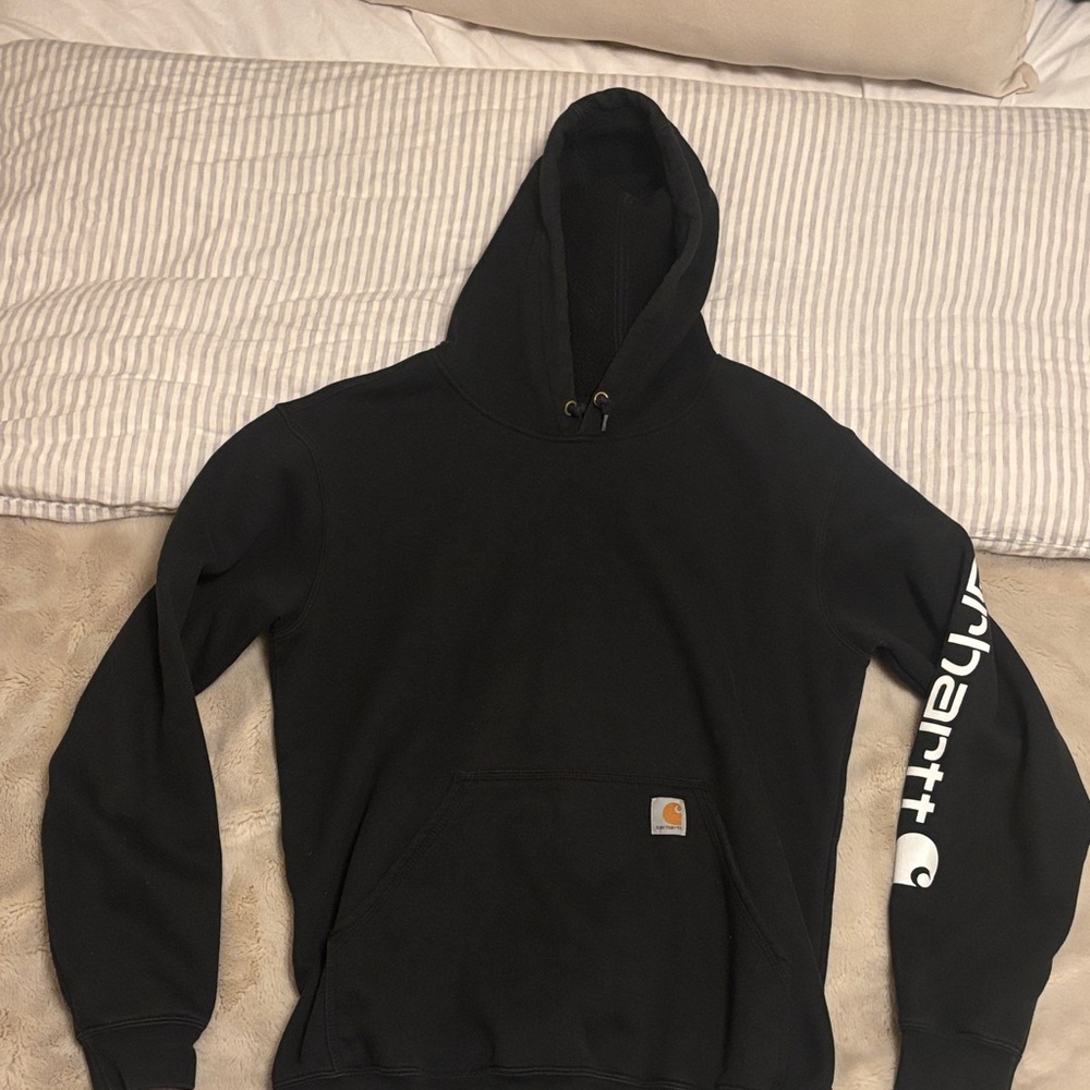 Carhartt Men's Black Hoodie with Logo Sleeve